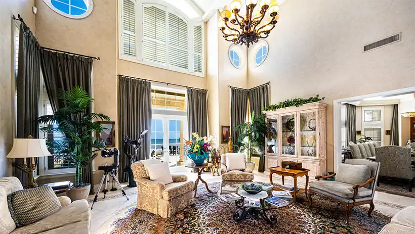 living room ocean views