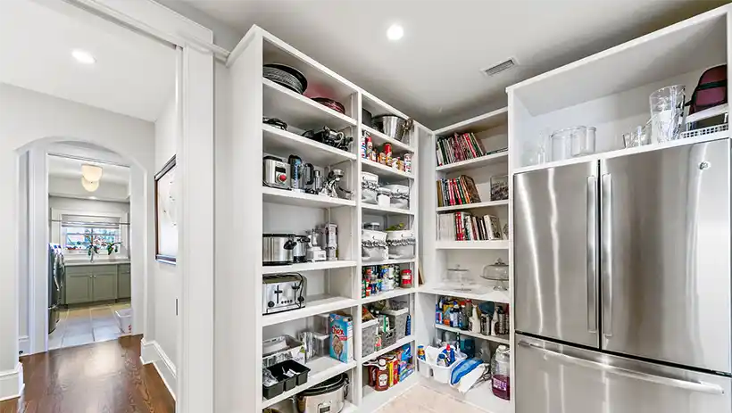 pantry with secondary refrigerator