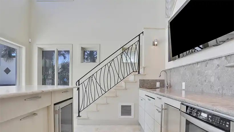 guest house kitchen and stairs to second floor