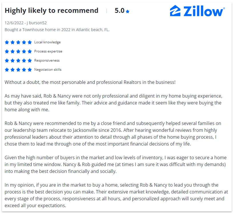 best realtor jacksonville zillow review